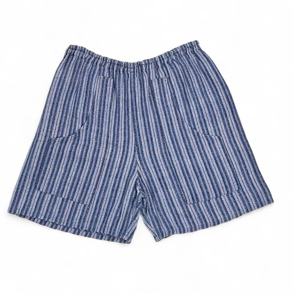 Vintage Woven Striped Pull On Shorts with Pockets